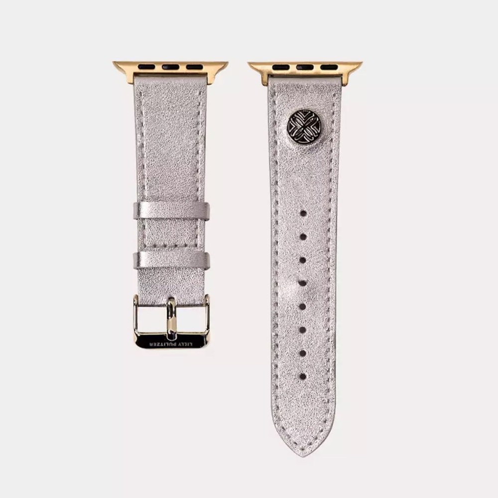 NWT Lilly Pulitzer Leather Apple Watch Band in Gold Metallic - Picture 3 of 8